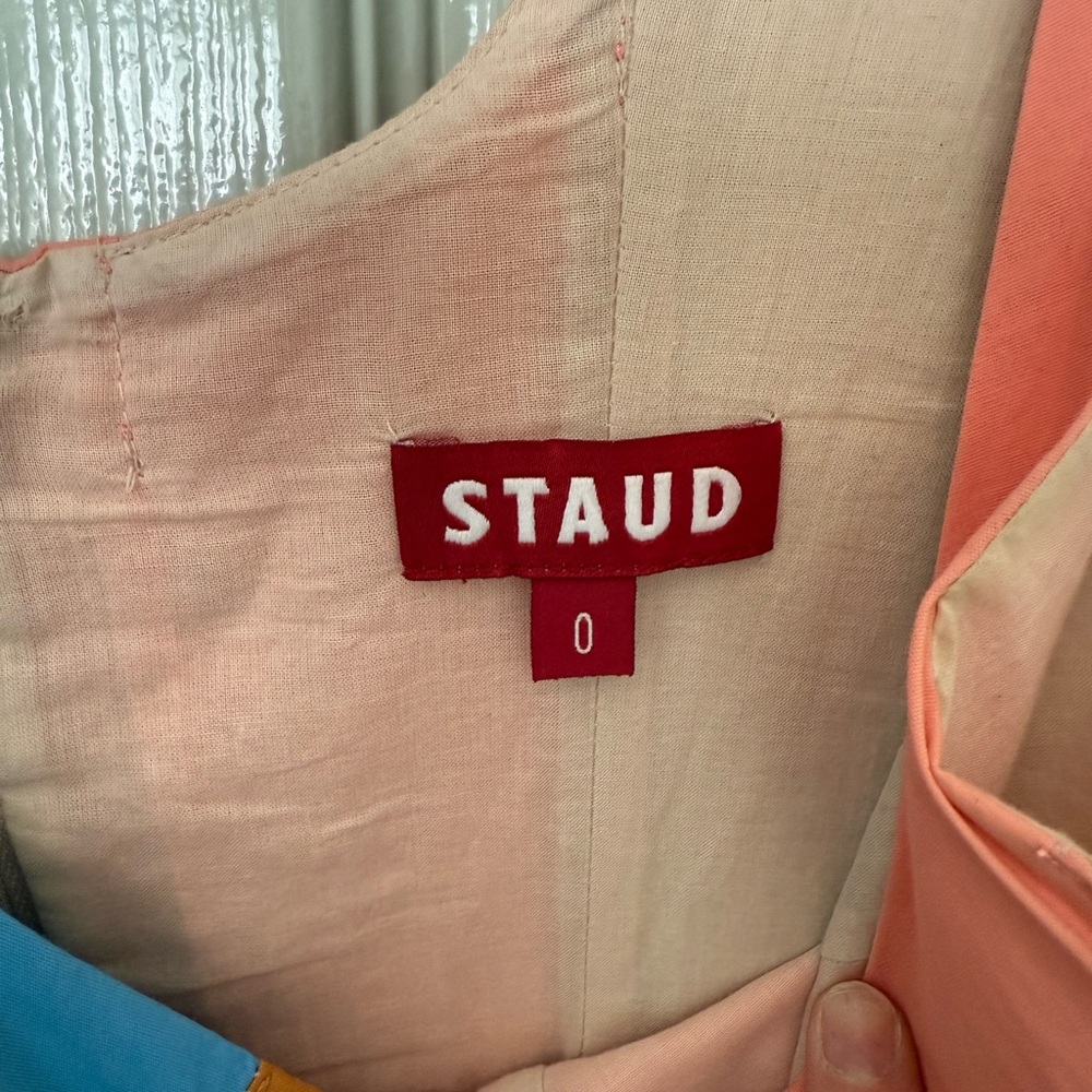 Staud Wells Poplin Mini Dress in Land and Sea Stripe - Picture 6 of 6